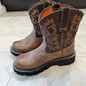 Ariat Brand - Embroidered Brown Leather Cowgirl / Cowboy Boots - Size Women's 6